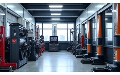 Équipement de garage automobile moderne et rangé